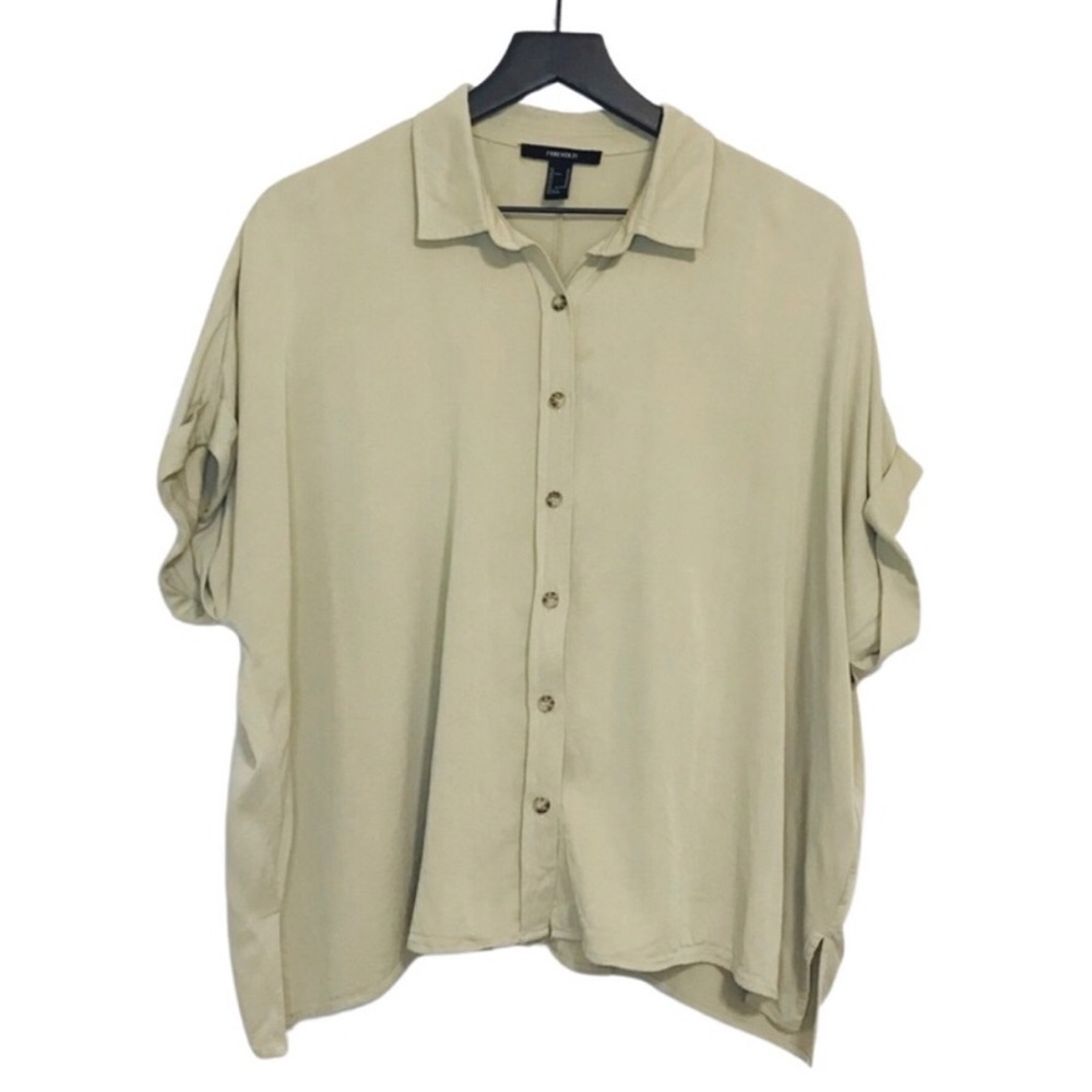 Forever 21 Boho Boxy Oversized Buttoned Down Top
